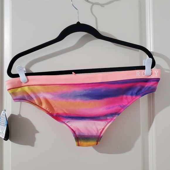 NEW Roxy Colourful Low Rise Cheeky Swimsuit Bottoms with Drawstring - Picture 1 of 3